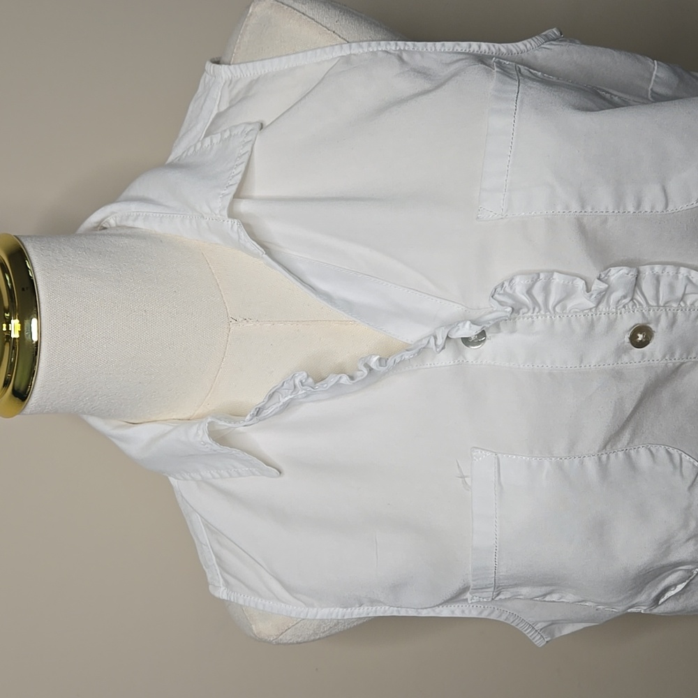 Chico's White Sleeveless Blouse with Ruffle Trim – Size 1 (Medium) - Picture 2 of 7